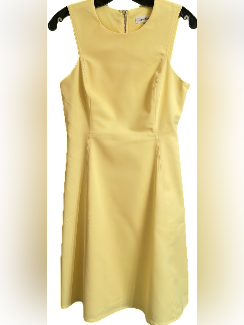 🍋Calvin Klein Lemon Yellow Sleeveless Fit-and-Flare Dress